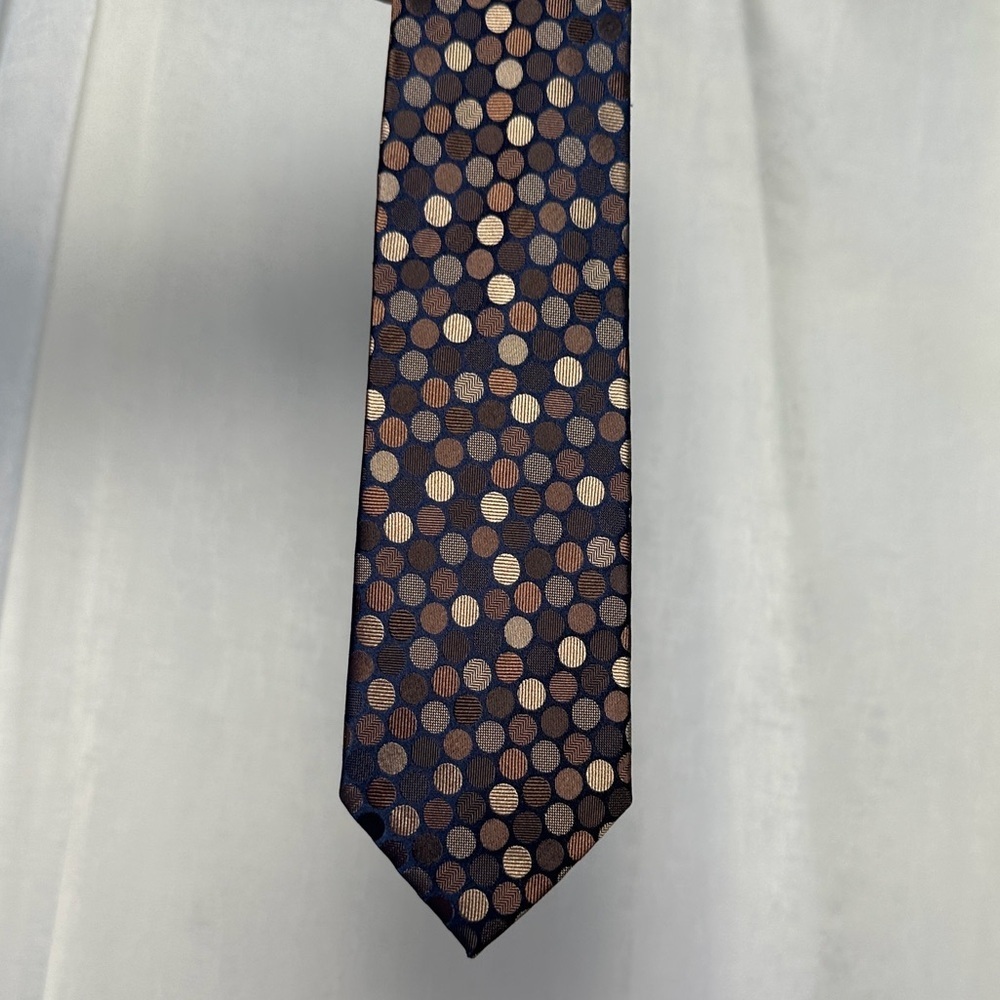 3/$20 💥 Men’s Silk Tie Haines & Bonner of London‎ Handmade Brown Polka Dot
